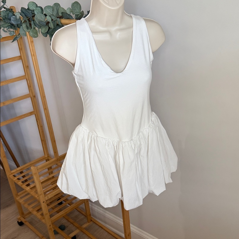 Naked Wardrobe White Bubble Mini Dress